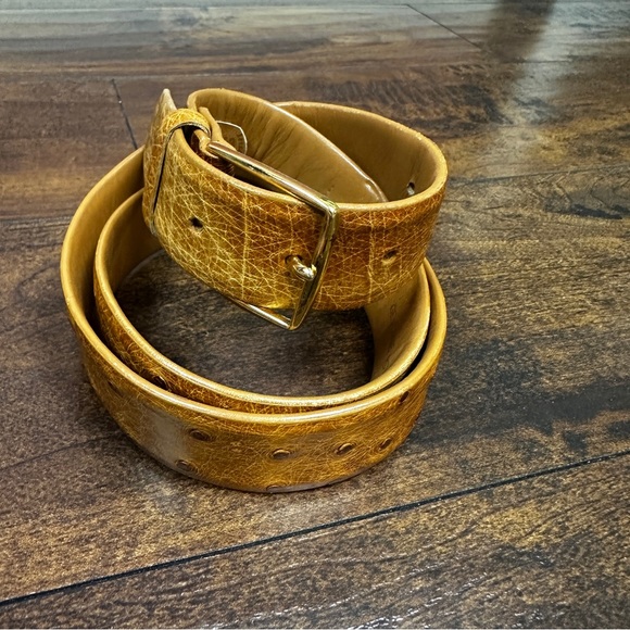 Vintage Canterbury Ostrich belt w/ solid brass hardware made in Hong Kong - Picture 1 of 7
